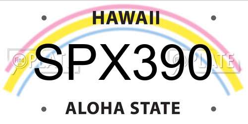 SPX390 Hawaii License Plate