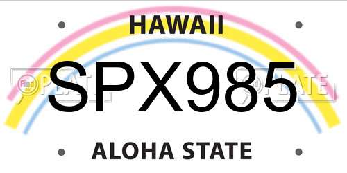SPX985 Hawaii License Plate