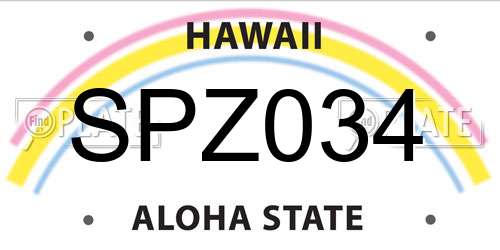 SPZ034 Hawaii License Plate