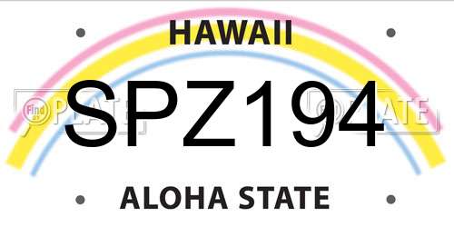 SPZ194 Hawaii License Plate