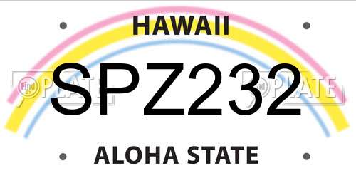 SPZ232 Hawaii License Plate