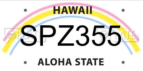 SPZ355 Hawaii License Plate