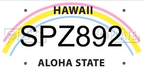 SPZ892 Hawaii License Plate