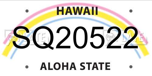 SQ20522 Hawaii License Plate