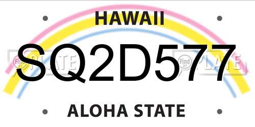 SQ2D577 Hawaii License Plate