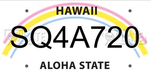 SQ4A720 Hawaii License Plate
