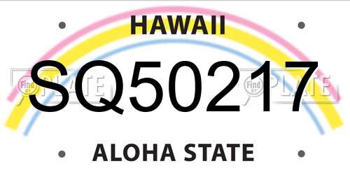 SQ50217 Hawaii License Plate