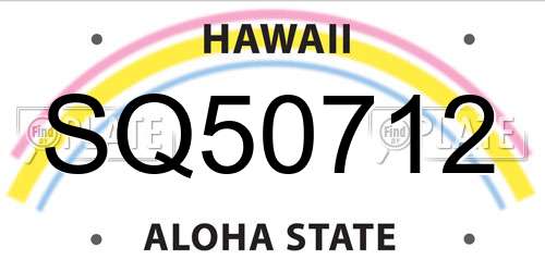 SQ50712 Hawaii License Plate