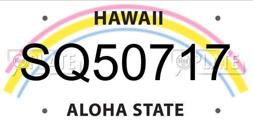 SQ50717 Hawaii License Plate