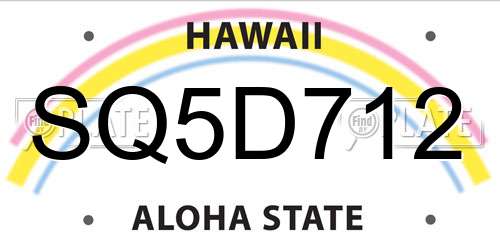 SQ5D712 Hawaii License Plate