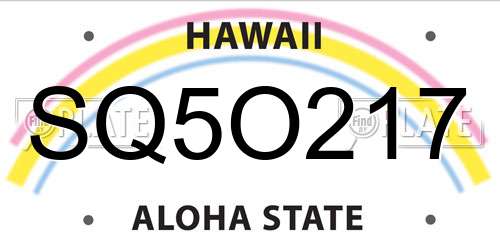 SQ5O217 Hawaii License Plate