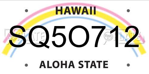 SQ5O712 Hawaii License Plate