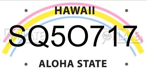 SQ5O717 Hawaii License Plate