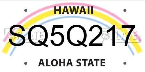 SQ5Q217 Hawaii License Plate