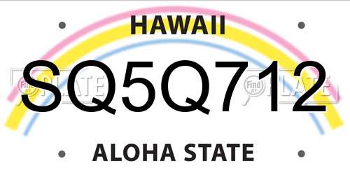 SQ5Q712 Hawaii License Plate