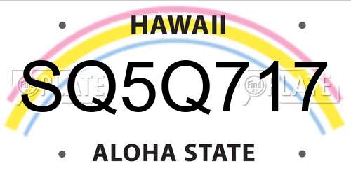 SQ5Q717 Hawaii License Plate