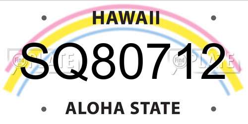 SQ80712 Hawaii License Plate