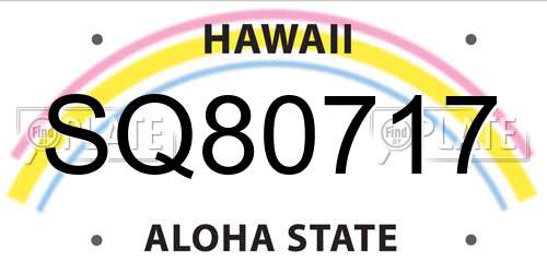 SQ80717 Hawaii License Plate