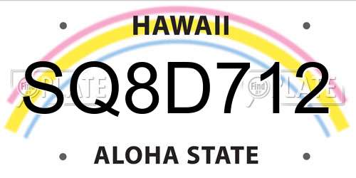 SQ8D712 Hawaii License Plate