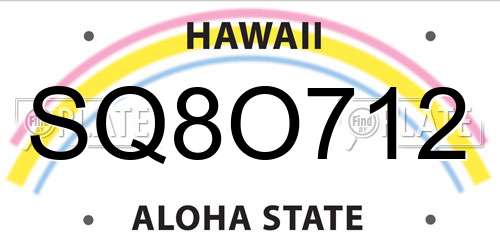SQ8O712 Hawaii License Plate