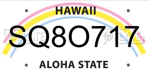 SQ8O717 Hawaii License Plate