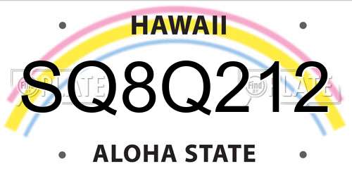 SQ8Q212 Hawaii License Plate