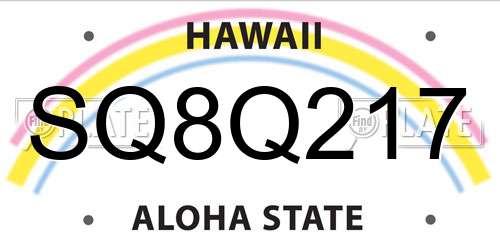 SQ8Q217 Hawaii License Plate