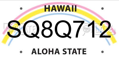 SQ8Q712 Hawaii License Plate