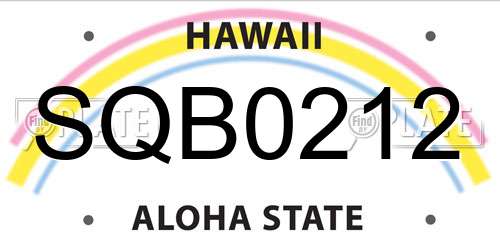 SQB0212 Hawaii License Plate