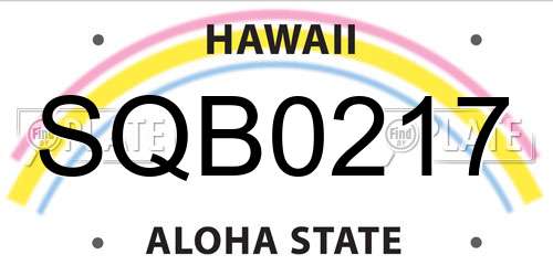 SQB0217 Hawaii License Plate