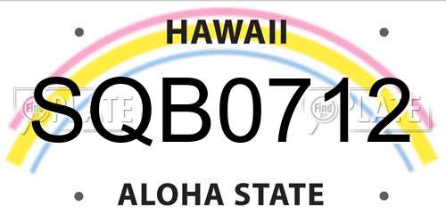 SQB0712 Hawaii License Plate