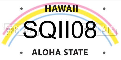 SQII08 Hawaii License Plate