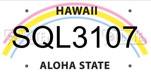 SQL3107 Hawaii License Plate