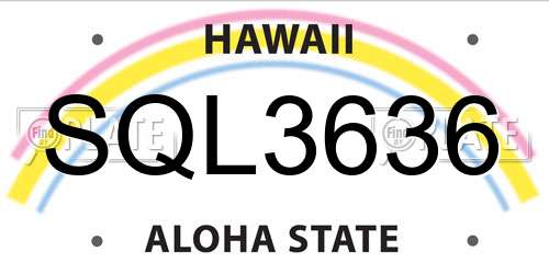 SQL3636 Hawaii License Plate