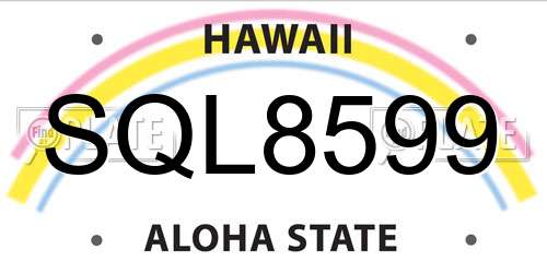 SQL8599 Hawaii License Plate