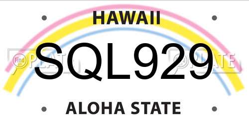 SQL929 Hawaii License Plate