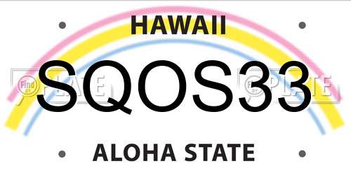 SQOS33 Hawaii License Plate