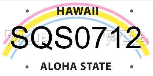 SQS0712 Hawaii License Plate