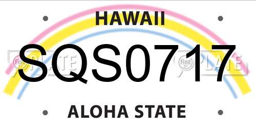 SQS0717 Hawaii License Plate