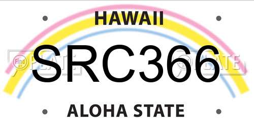 SRC366 Hawaii License Plate