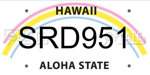 SRD951 Hawaii License Plate