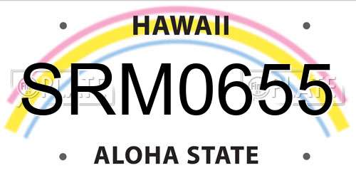 SRM0655 Hawaii License Plate