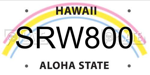 SRW800 Hawaii License Plate