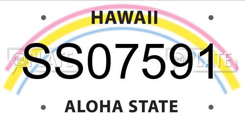 SS07591 Hawaii License Plate