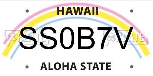 SS0B7V Hawaii License Plate