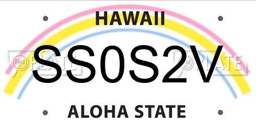 SS0S2V Hawaii License Plate