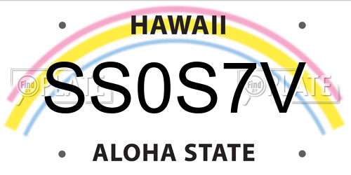 SS0S7V Hawaii License Plate