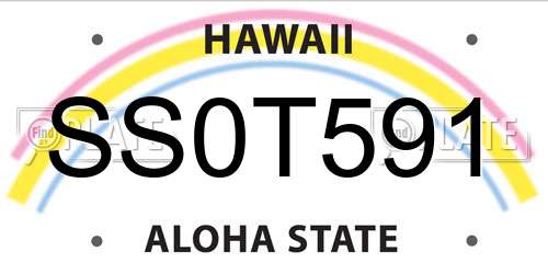 SS0T591 Hawaii License Plate