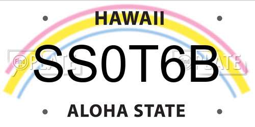 SS0T6B Hawaii License Plate