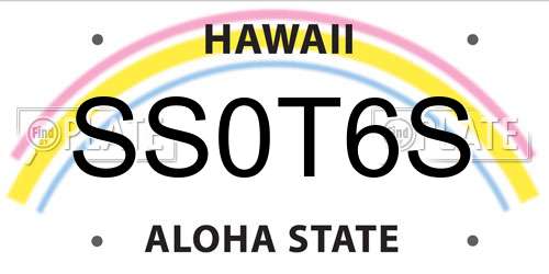 SS0T6S Hawaii License Plate
